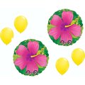 Loonballoon Hibiscus Pink Flower Tropical Hawaiian Luau Beach 2 18in. Party Mylar Balloon Latex Set B01FTXPDLI-hibiscus